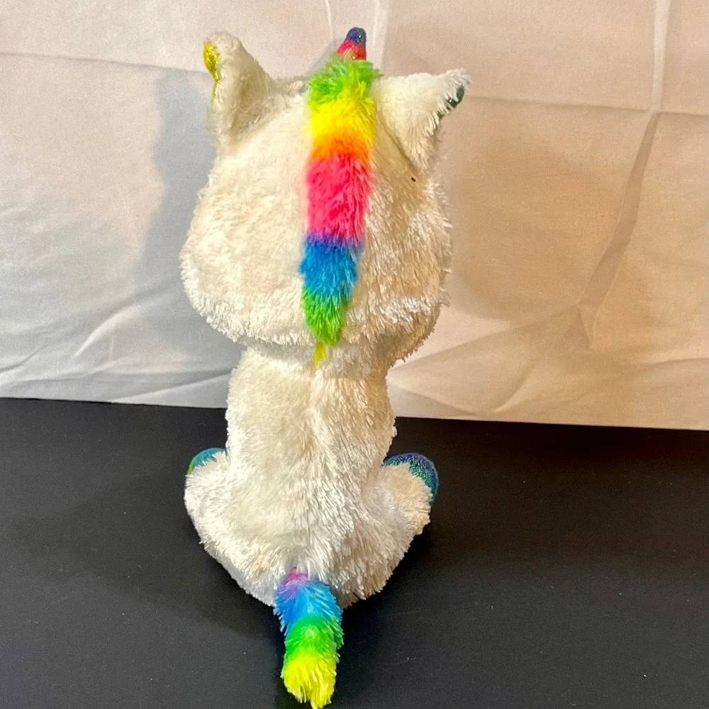 Ty Pixy Medium Unicorn Plush Kids White Rainbow‎ Excellent Glitter Eyes 36199